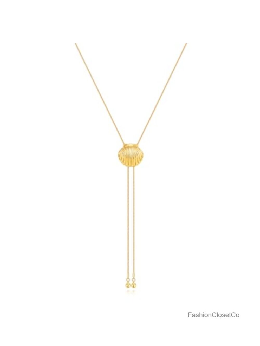 14K Gold Plated Starfish Shell Lariat Y Necklace Adjustable